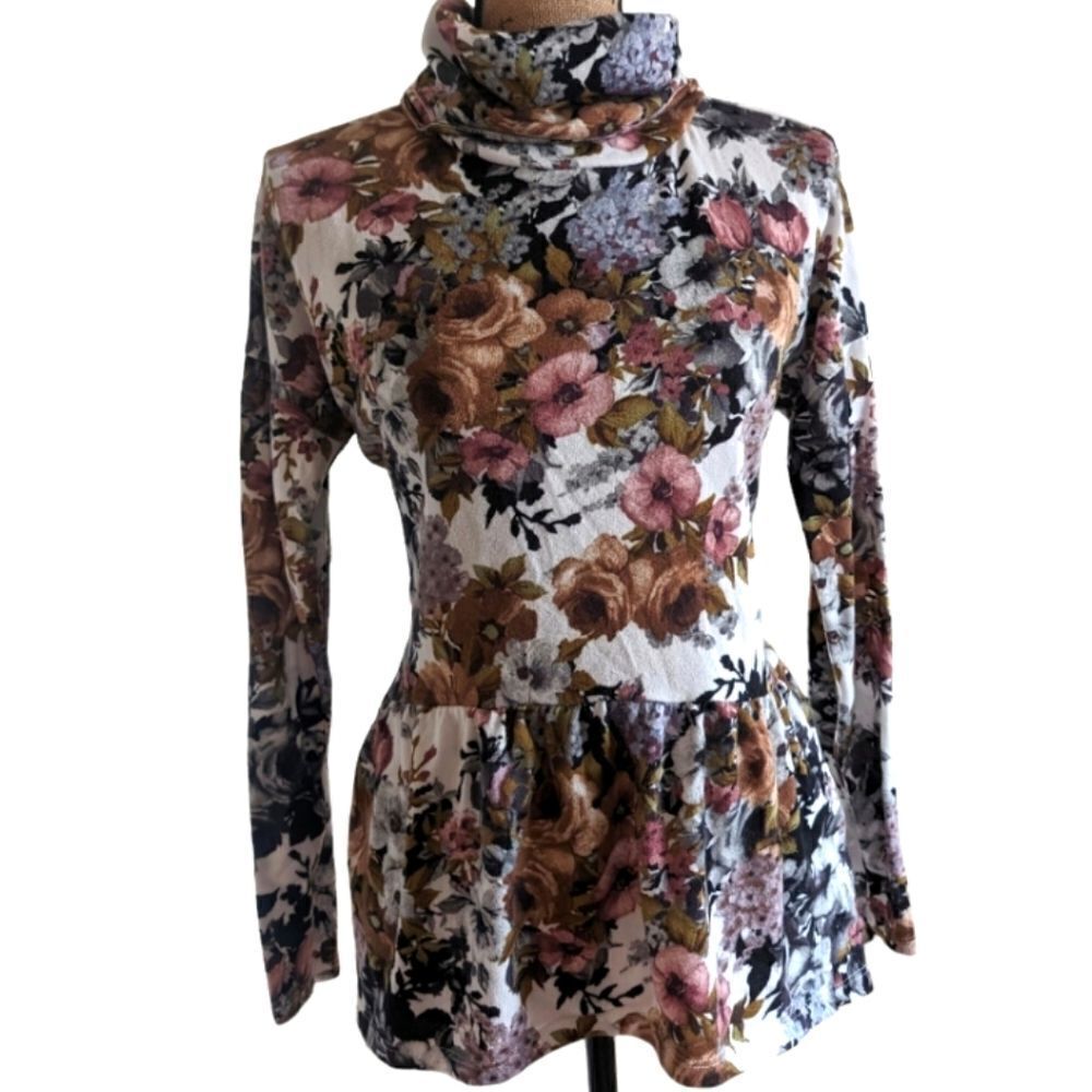 Ava James | Convertible Cowl Neck to Mask Floral Top Size Large